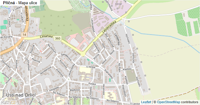 Příčná - mapa ulice