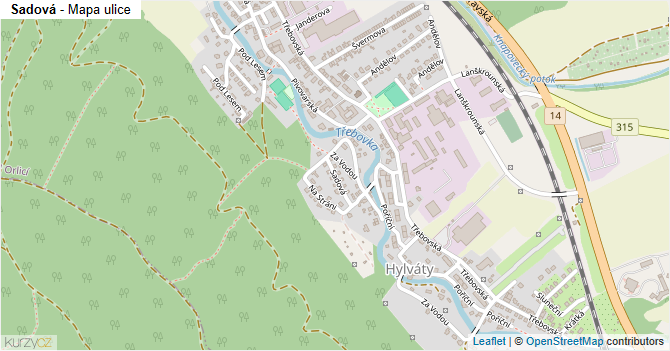 Sadová - mapa ulice
