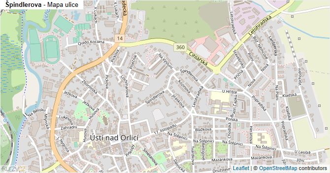 Špindlerova - mapa ulice