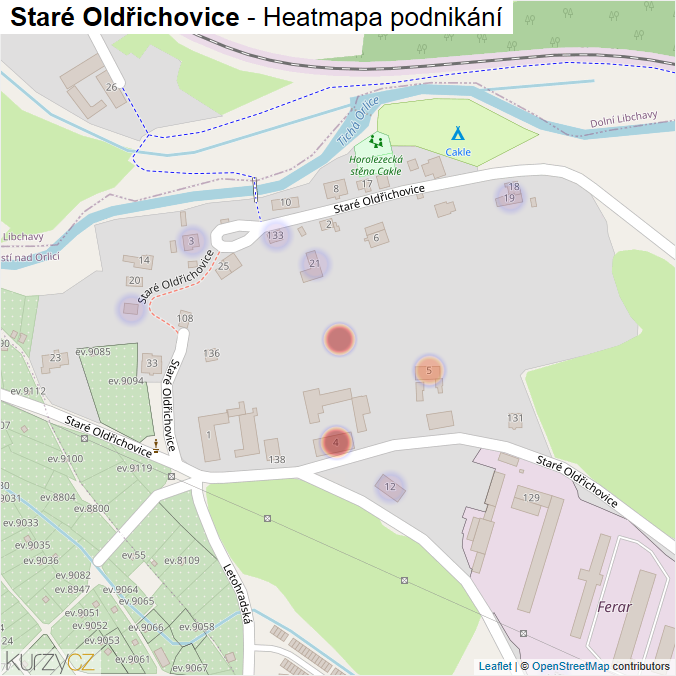 Mapa Staré Oldřichovice - Firmy v ulici.