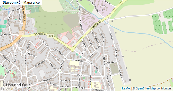 Stavebníků - mapa ulice