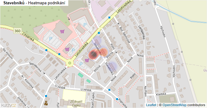 Stavebníků - mapa podnikání