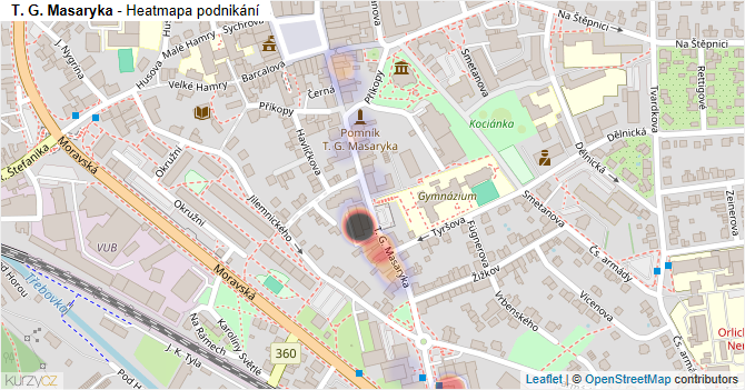 T. G. Masaryka - mapa podnikání