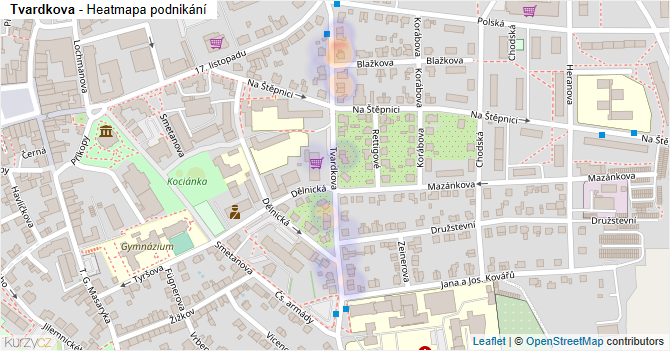 Tvardkova - mapa podnikání