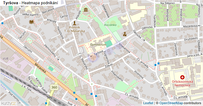 Tyršova - mapa podnikání