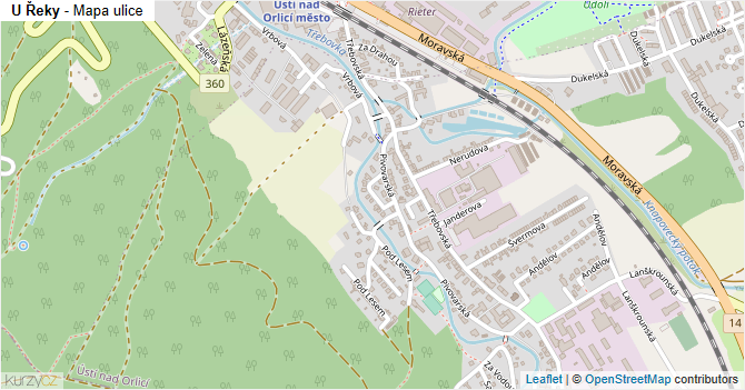 U Řeky - mapa ulice