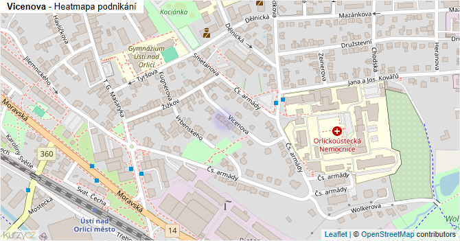Vicenova - mapa podnikání