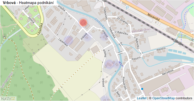 Vrbová - mapa podnikání