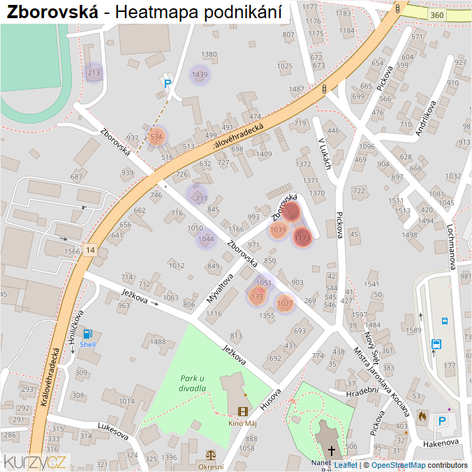 Mapa Zborovská - Firmy v ulici.