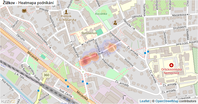 Žižkov - mapa podnikání