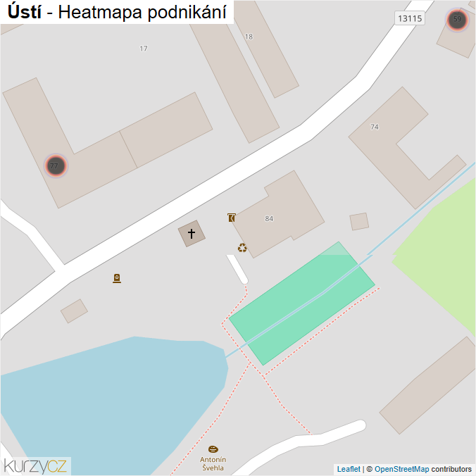 Mapa Ústí - Firmy v obci.