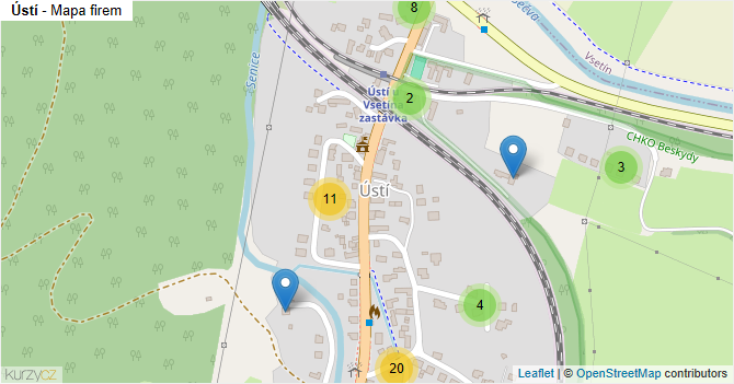 Ústí - mapa firem