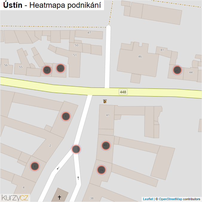 Mapa Ústín - Firmy v obci.