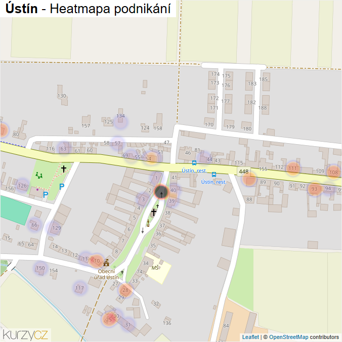Mapa Ústín - Firmy v části obce.