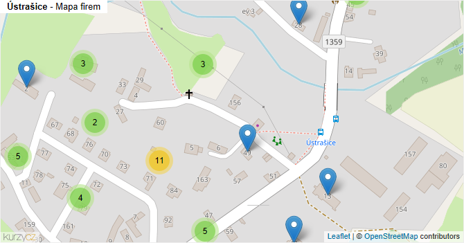Ústrašice - mapa firem