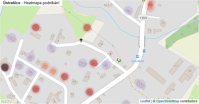 Ústrašice - mapa podnikání