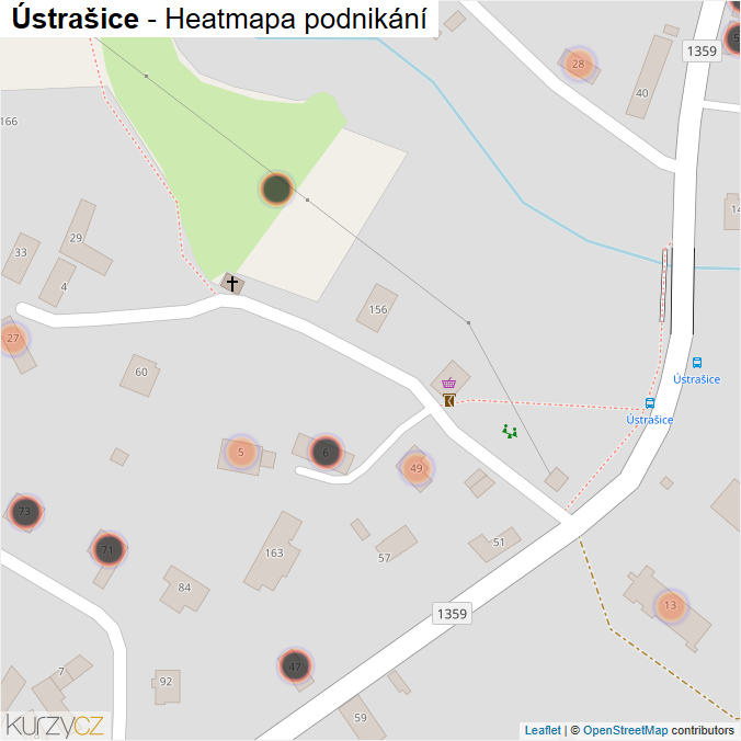 Mapa Ústrašice - Firmy v obci.