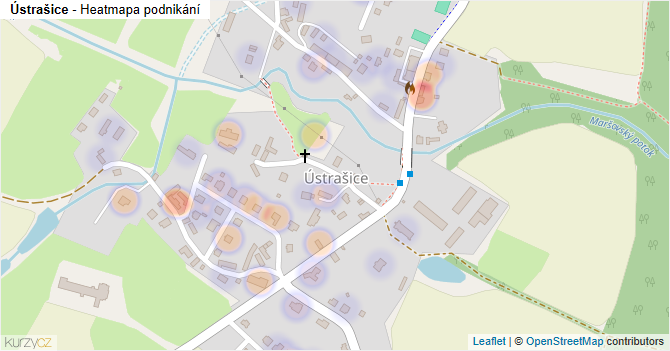 Ústrašice - mapa podnikání