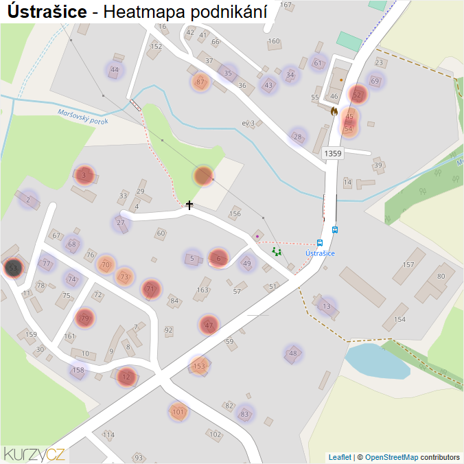 Mapa Ústrašice - Firmy v části obce.