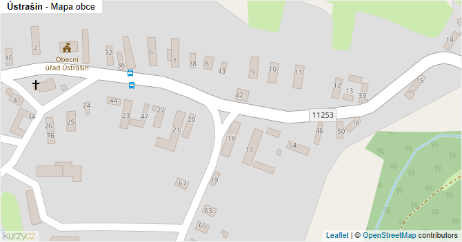 Ústrašín - mapa obce
