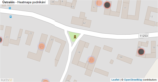 Ústrašín - mapa podnikání