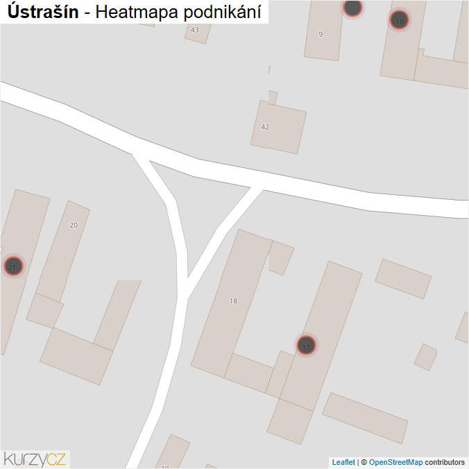 Mapa Ústrašín - Firmy v obci.