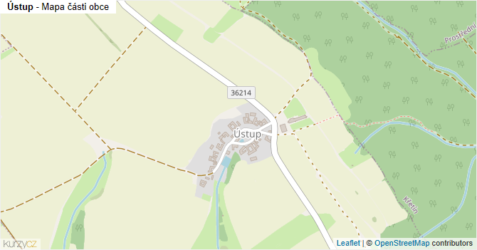 Ústup - mapa části obce
