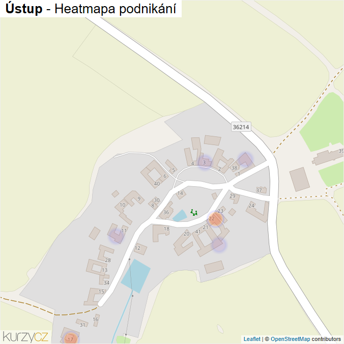 Mapa Ústup - Firmy v části obce.