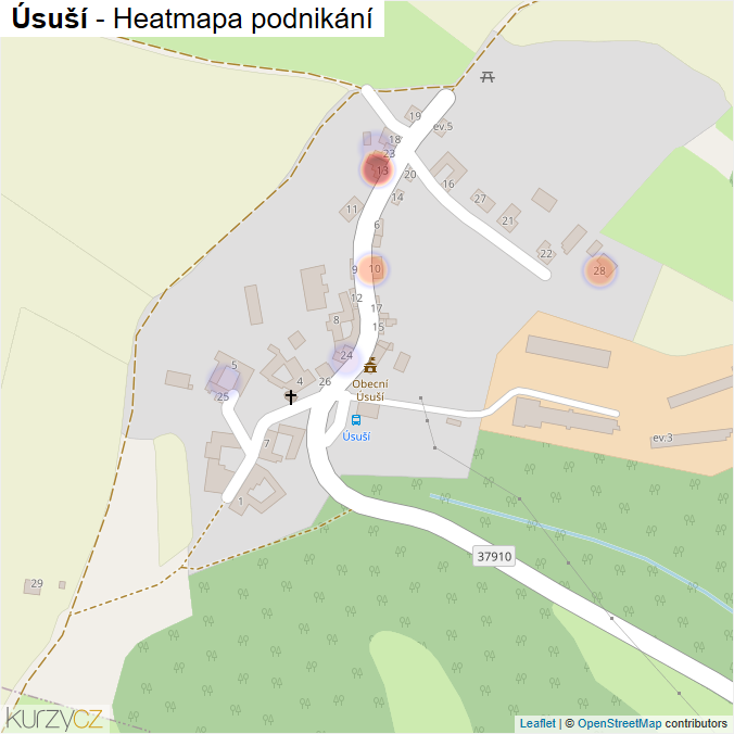 Mapa Úsuší - Firmy v části obce.