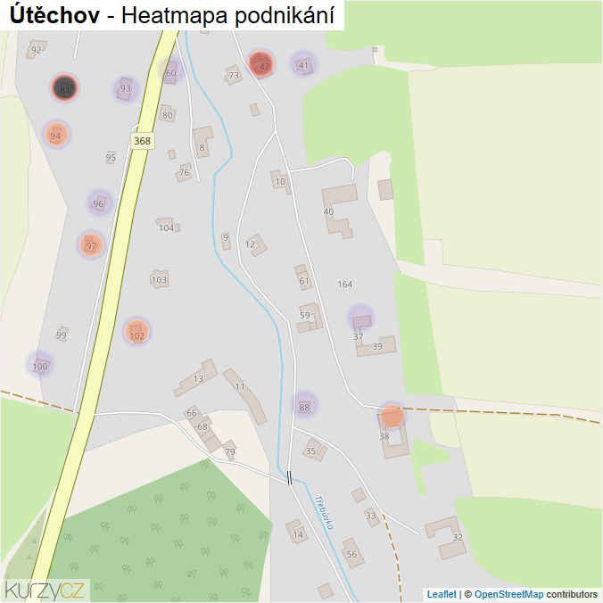 Mapa Útěchov - Firmy v části obce.