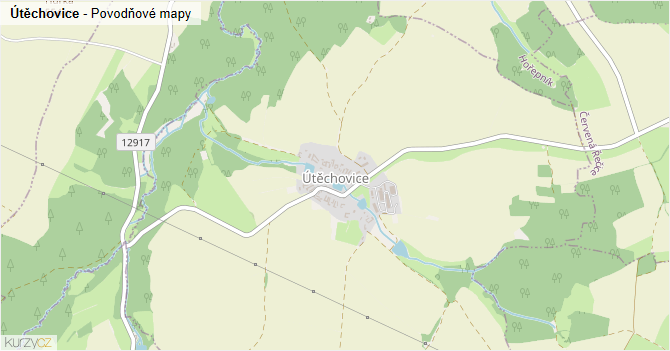 Útěchovice - záplavové mapy stoleté vody