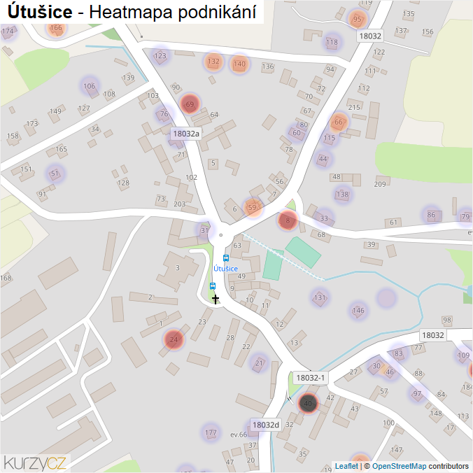 Mapa Útušice - Firmy v části obce.