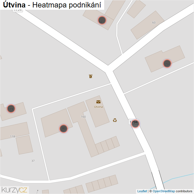 Mapa Útvina - Firmy v obci.