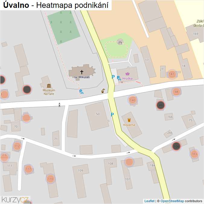 Mapa Úvalno - Firmy v obci.