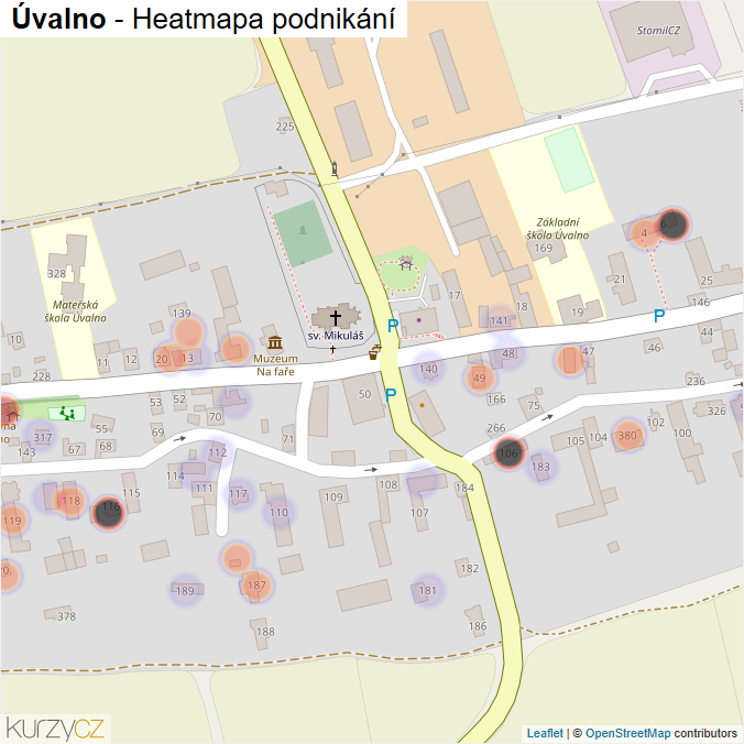 Mapa Úvalno - Firmy v části obce.