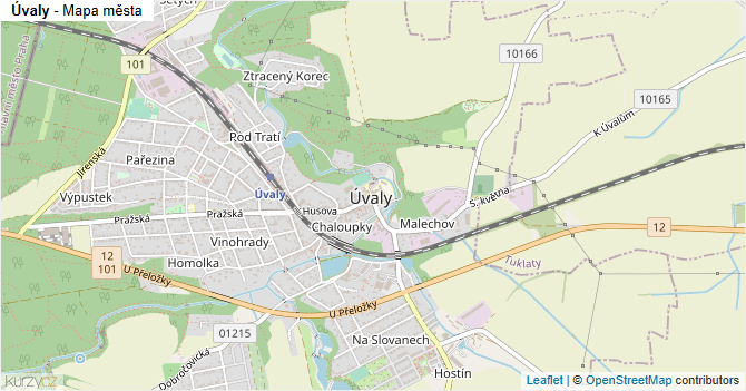 Úvaly - mapa města
