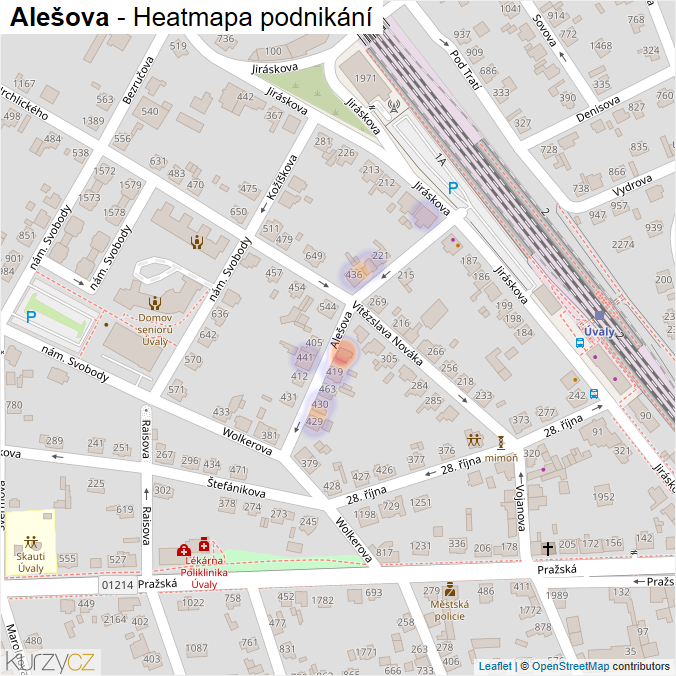 Mapa Alešova - Firmy v ulici.
