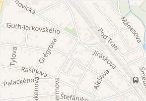 Bezručova v obci Úvaly - mapa ulice