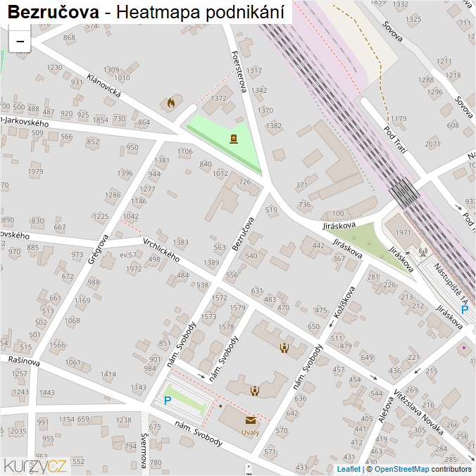 Mapa Bezručova - Firmy v ulici.
