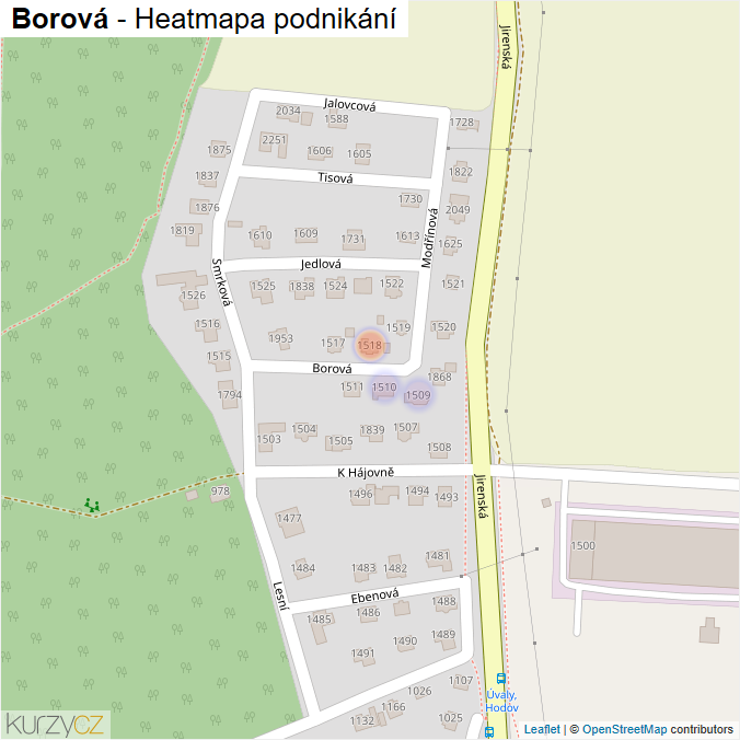 Mapa Borová - Firmy v ulici.