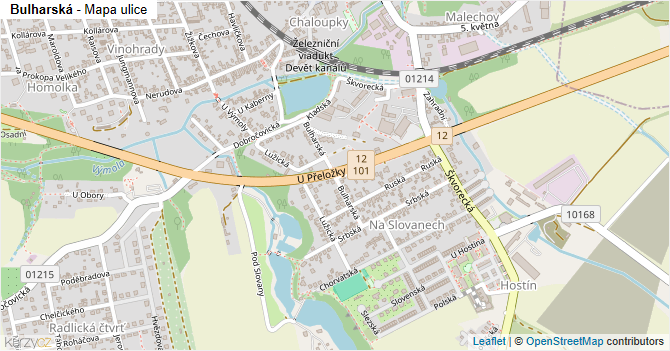 Bulharská - mapa ulice