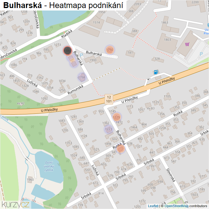 Mapa Bulharská - Firmy v ulici.