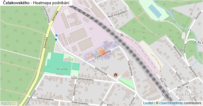 Čelakovského - mapa podnikání