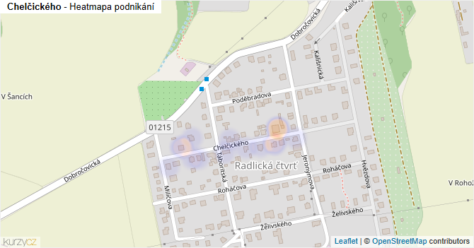 Chelčického - mapa podnikání