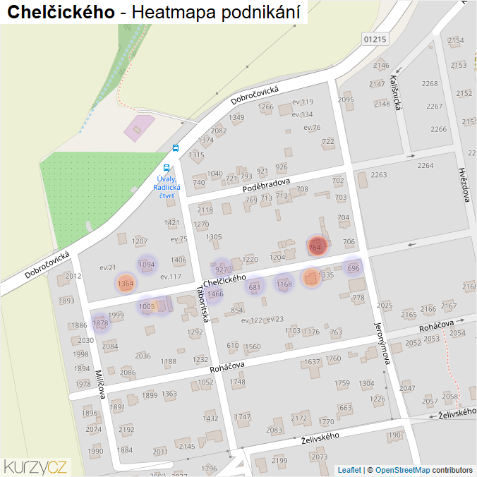 Mapa Chelčického - Firmy v ulici.