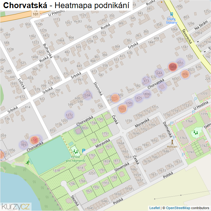 Mapa Chorvatská - Firmy v ulici.