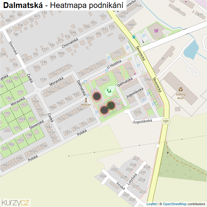 Mapa Dalmatská - Firmy v ulici.