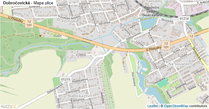 Dobročovická - mapa ulice