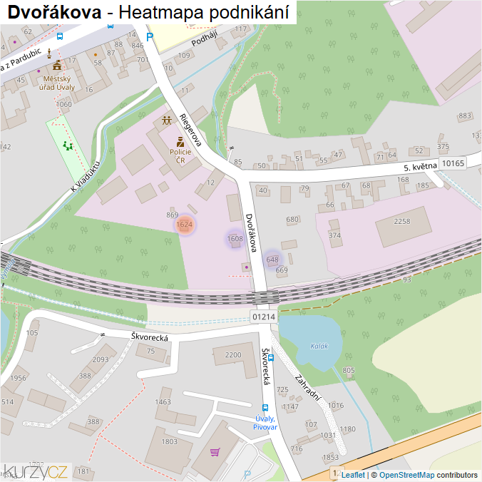 Mapa Dvořákova - Firmy v ulici.