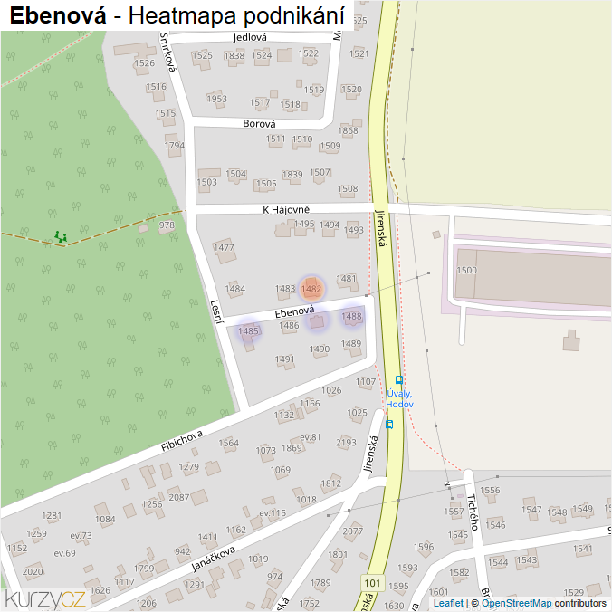 Mapa Ebenová - Firmy v ulici.